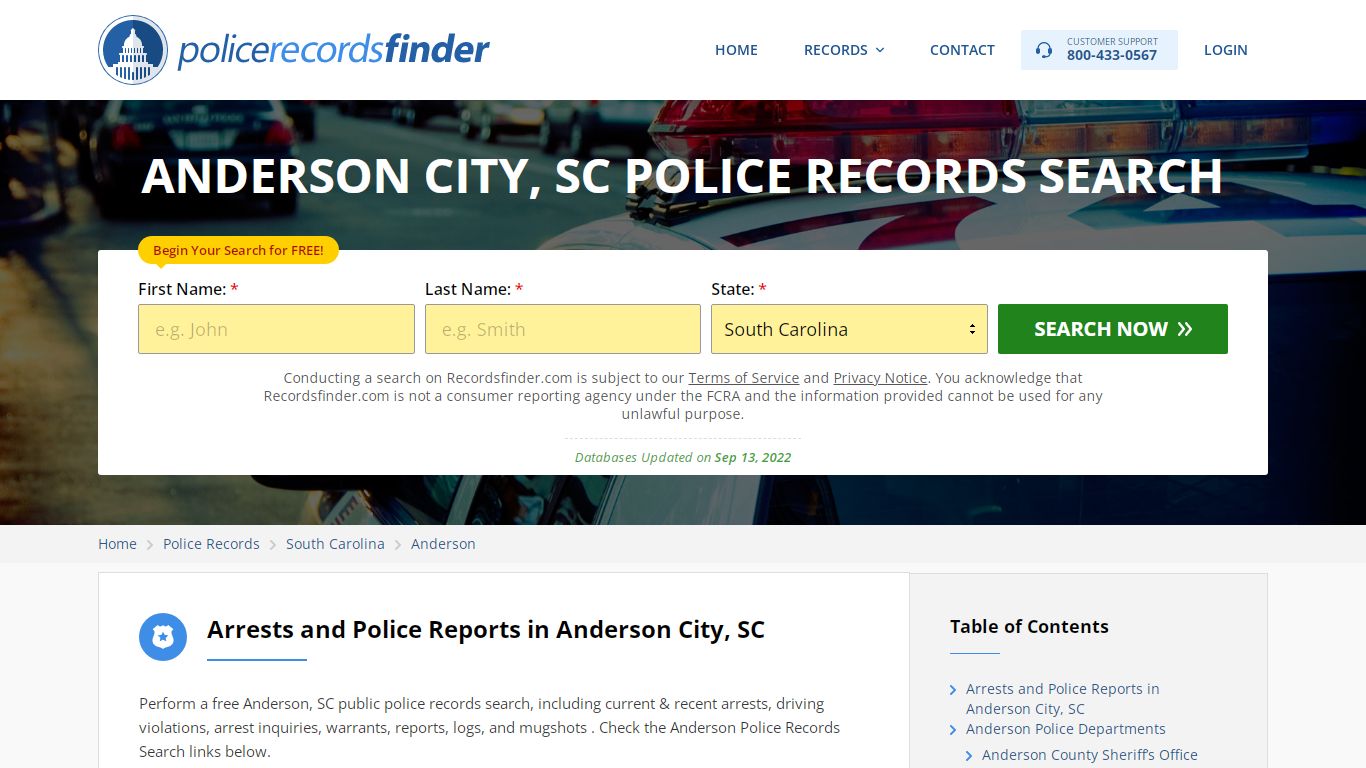 Anderson, Denali County, SC Police Reports & Police Department Records